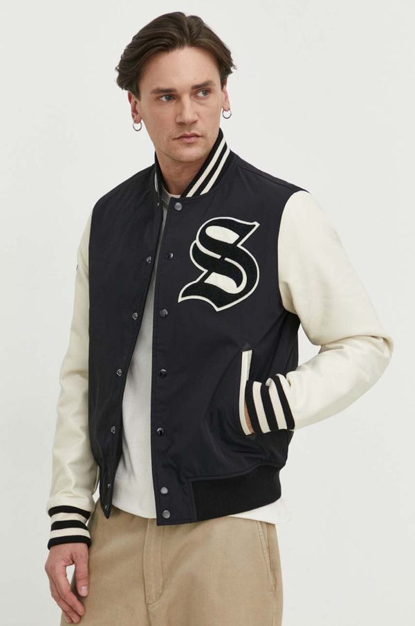 Superdry Bomber jakna Superdry moški, črna barva