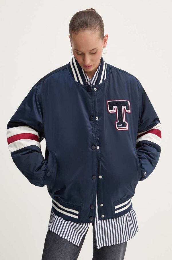 Tommy Jeans Bomber jakna Tommy Jeans ženska, mornarsko modra barva, DW0DW18306