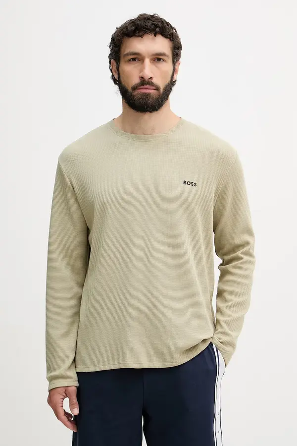 BOSS BOSS moški z bombažem Waffle LS-Shirt