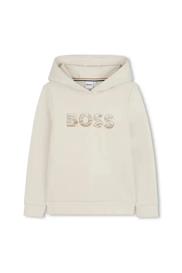 BOSS BOSS pulover s kapuco otroški z bombažem