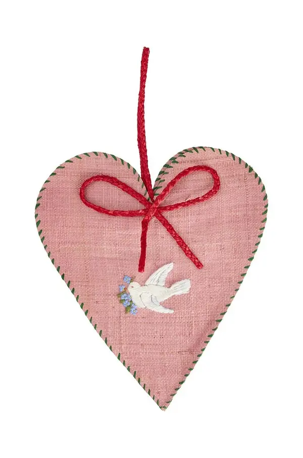 Rice Božični okrasek Rice Large Heart Raffia Christmas