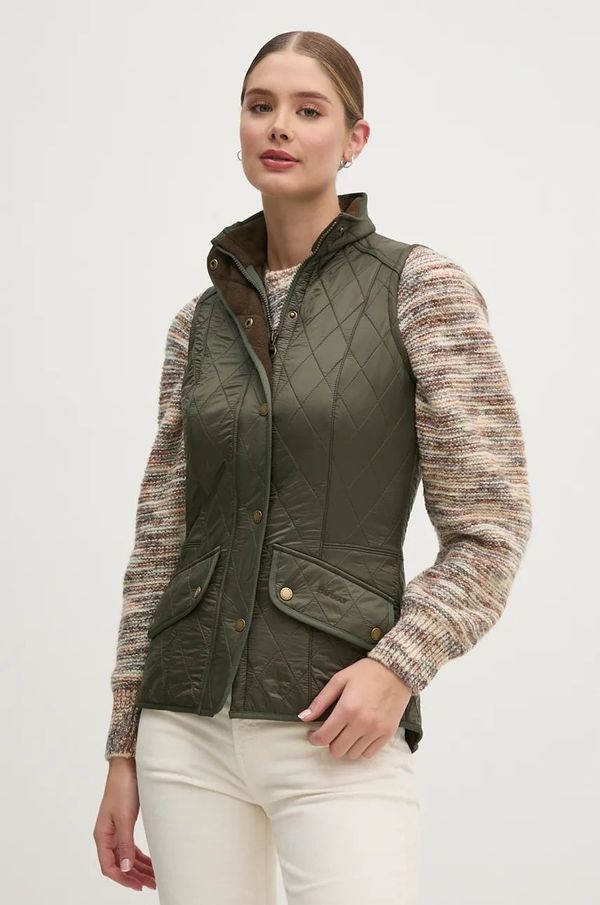 Barbour Brezrokavnik Barbour Cavalry Quilted Gilet ženski, zelena barva, LGI0016