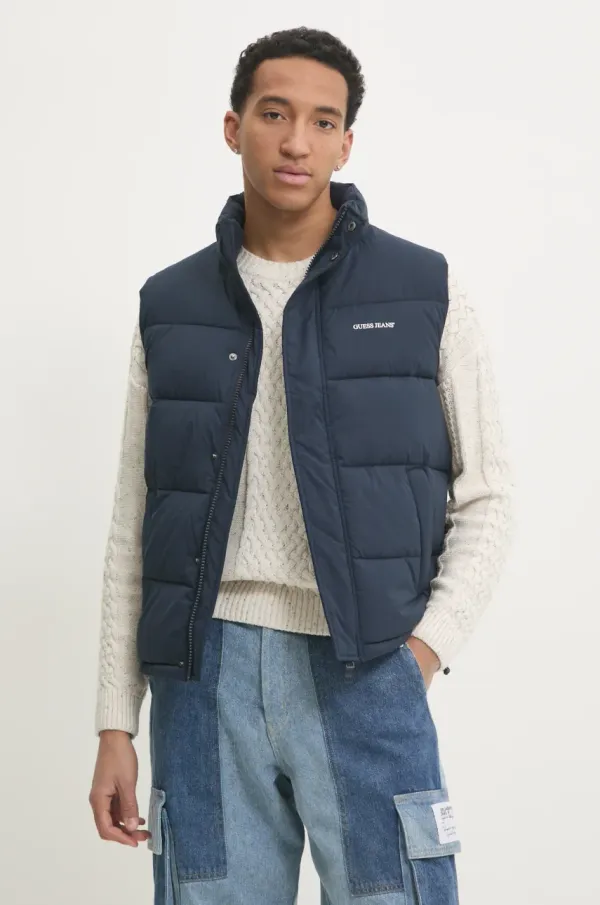 Guess Jeans Brezrokavnik Guess Jeans moški, mornarsko modra barva, M4BN47 WGII2