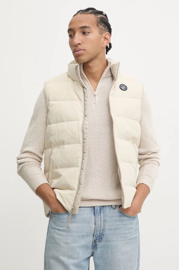 Abercrombie & Fitch Brezrokavnik s puhom Abercrombie & Fitch moški, bež barva, KI132-4152