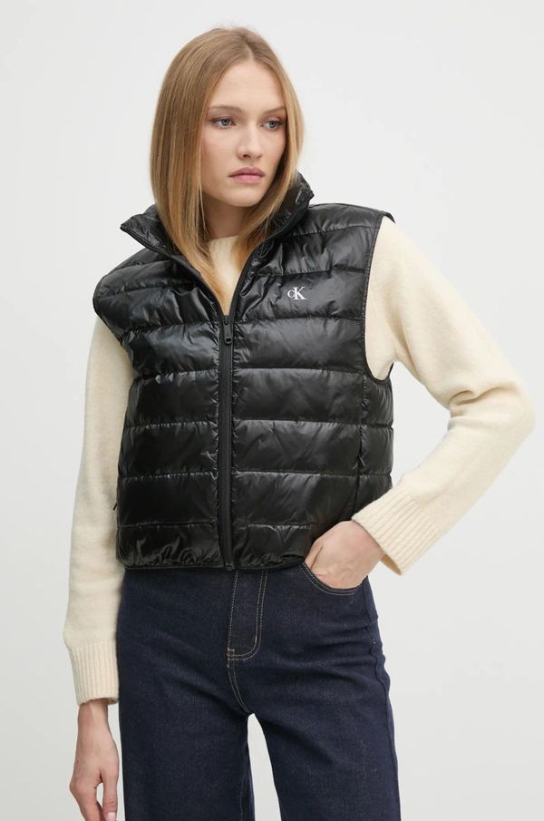 Calvin Klein Jeans Brezrokavnik s puhom Calvin Klein Jeans ženski, črna barva, J20J224711