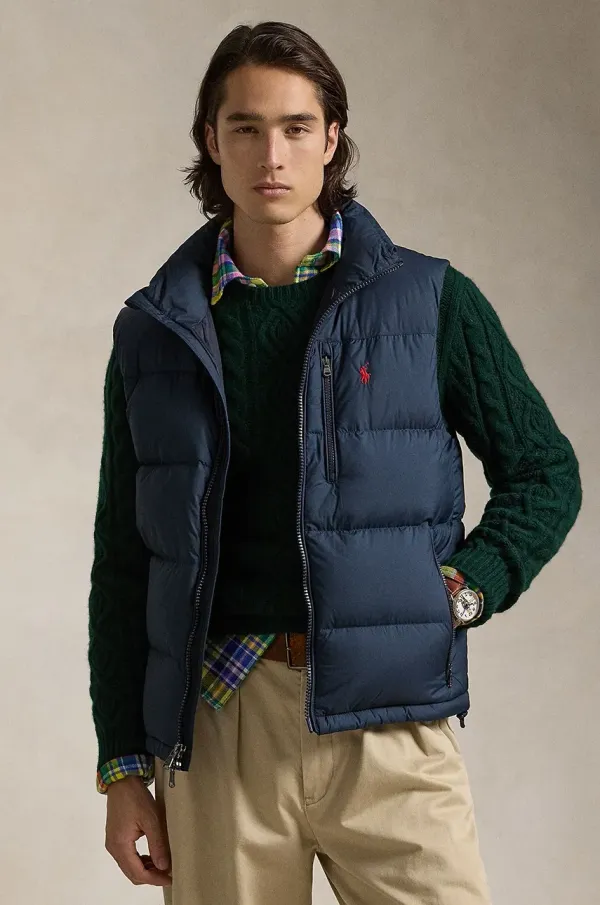 Polo Ralph Lauren Brezrokavnik s puhom Polo Ralph Lauren moški, črna barva, 710940236