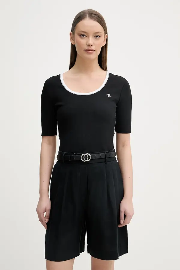 Calvin Klein Jeans Calvin Klein Jeans kratka majica ženska bombažna z elastanom