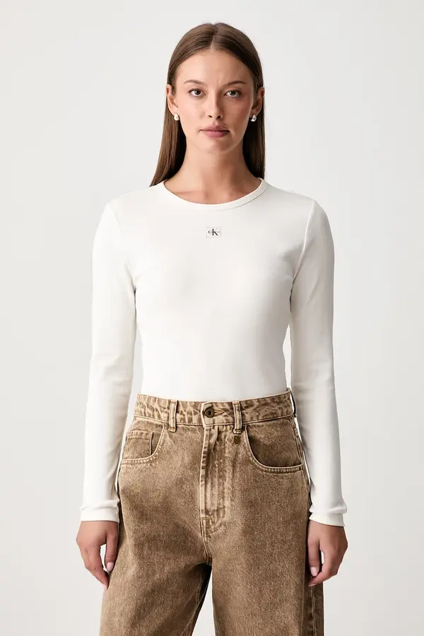 Calvin Klein Jeans Calvin Klein Jeans majica z dolgimi rokavi ženska bombažna z elastanom