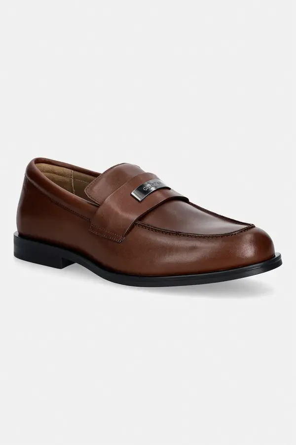 Calvin Klein Calvin Klein mokasini moški usnjeni ESS RUBBER LOAFER HW PLAQ VA LTH