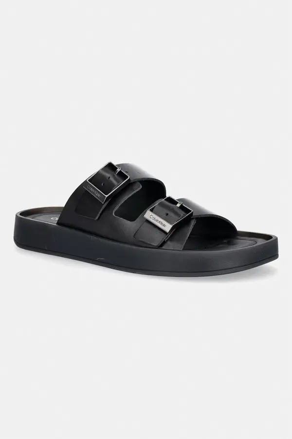 Calvin Klein Calvin Klein natikači moški usnjeni ERGON DOUBLE BAR SANDAL LTH
