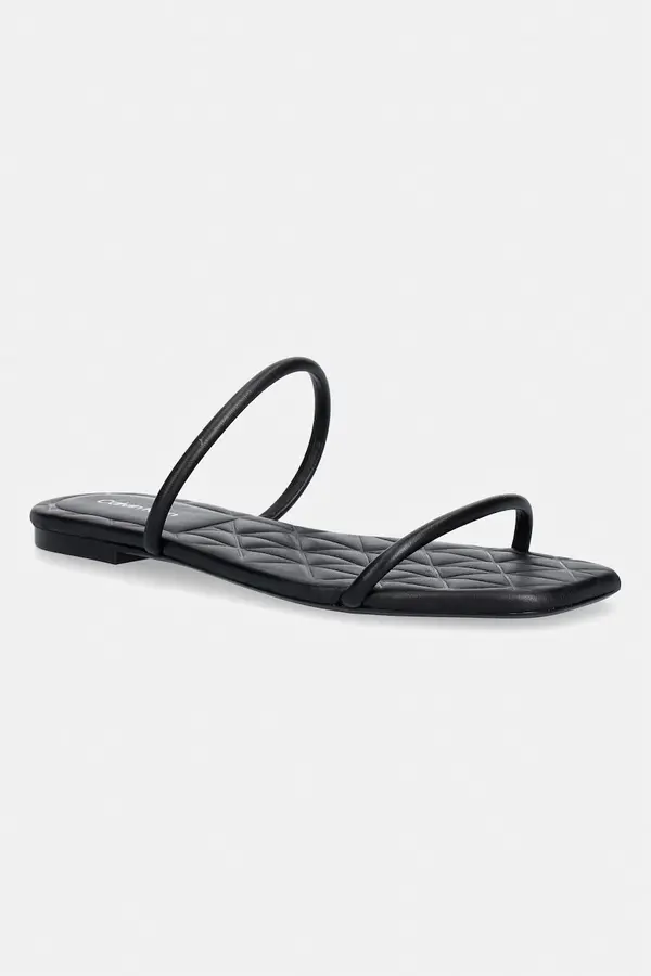 Calvin Klein Calvin Klein natikači ženski usnjeni SQUARE FLAT SNDL QUILT LTH