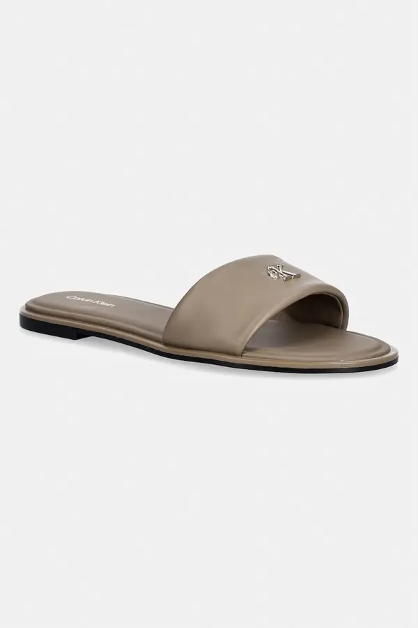 Calvin Klein Calvin Klein ženski usnjeni natikači ROUND FLAT SNDL LTH BAR HW 2