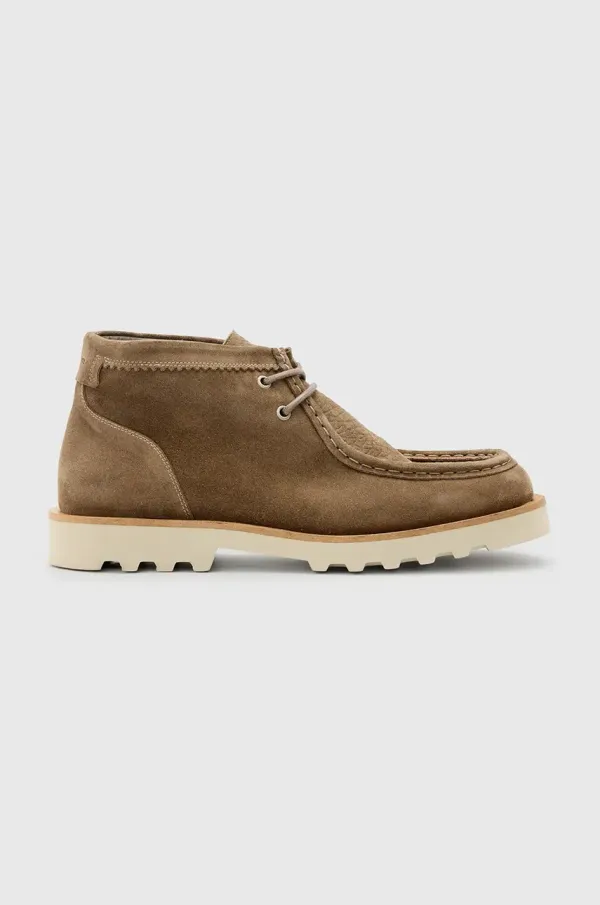 AllSaints Čevlji iz semiša AllSaints Skiff Suede Boot moški, siva barva, M015FC