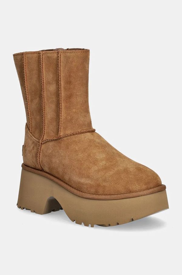 Ugg Čevlji iz semiša UGG Classic Twin Seam New Heights ženski, rjava barva, 1158313-CHE