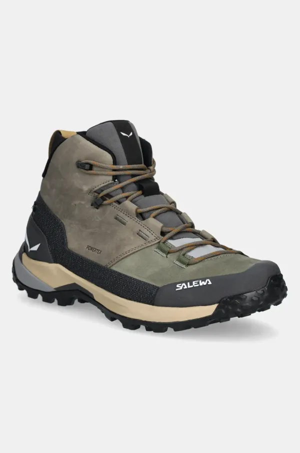 Salewa Čevlji Salewa Puez Leather Mid PTX moški, zelena barva, 00.0000061459