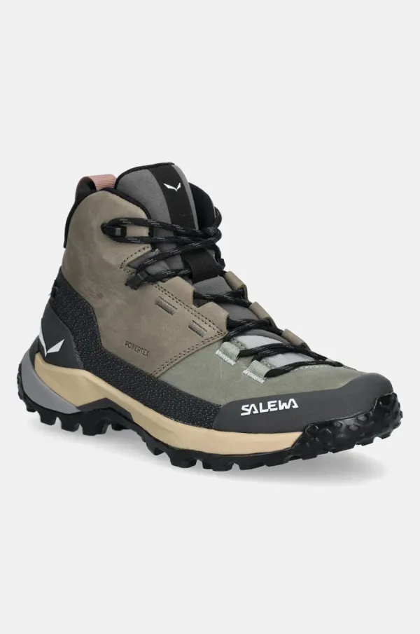 Salewa Čevlji Salewa Puez Leather Mid PTX ženski, zelena barva, 00.0000061460