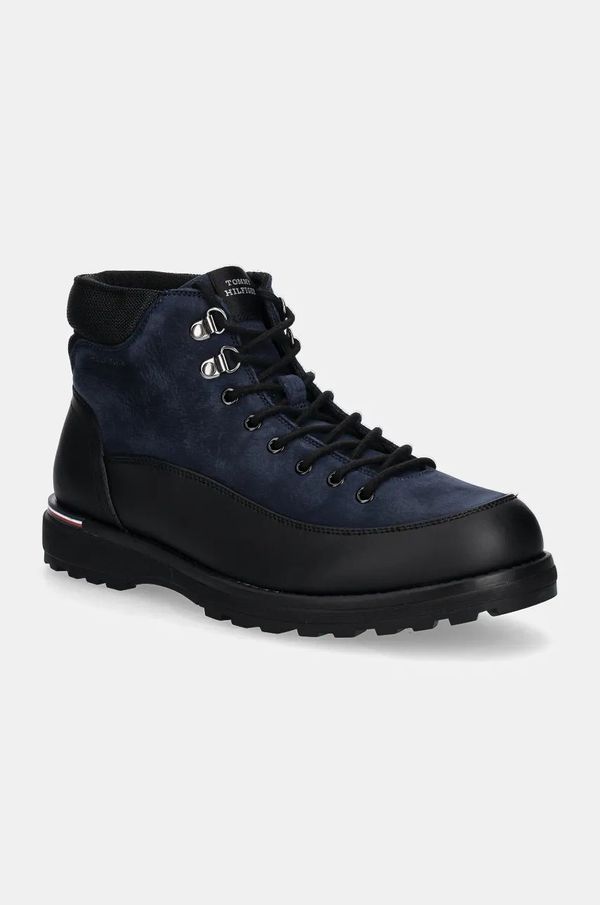 Tommy Hilfiger Čevlji Tommy Hilfiger CORPORATE OUTDOOR NUBUCK BOOT moški, mornarsko modra barva, FM0FM05190