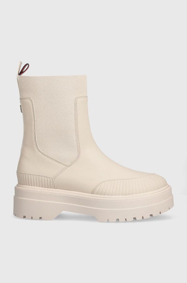Tommy Hilfiger Chelsea Tommy Hilfiger FEMININE RUBBERIZED THERMO BOOT bež barva, FW0FW07475