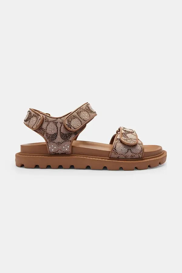 Coach Coach sandali z ravnim podplatom ženski usnjeni Brynn Crystal Signature Sandal