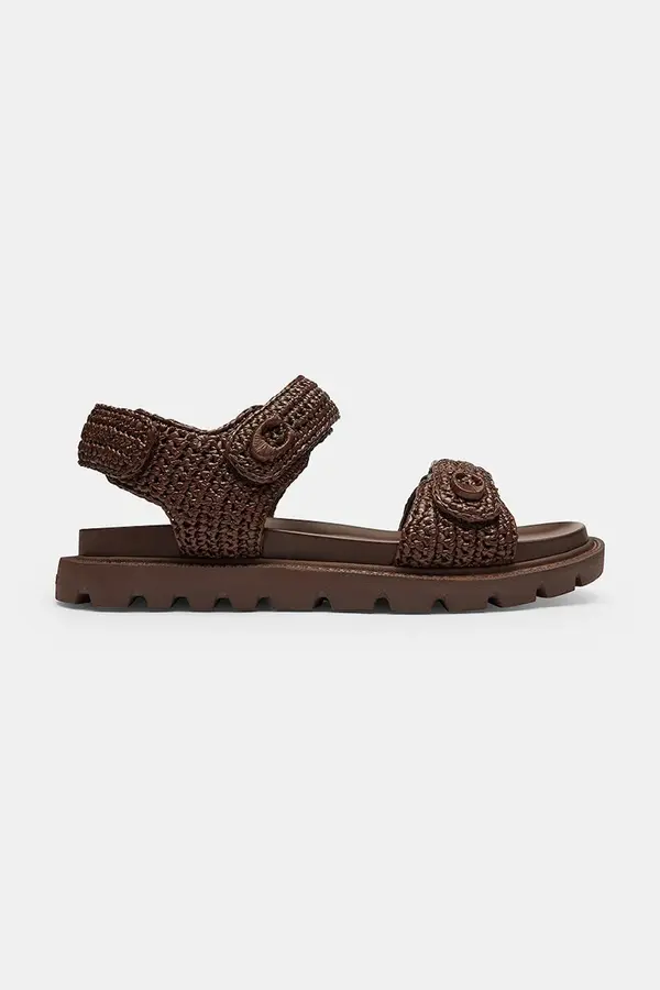 Coach Coach sandali z ravnim podplatom ženski usnjeni Brynn Raffia Sandal