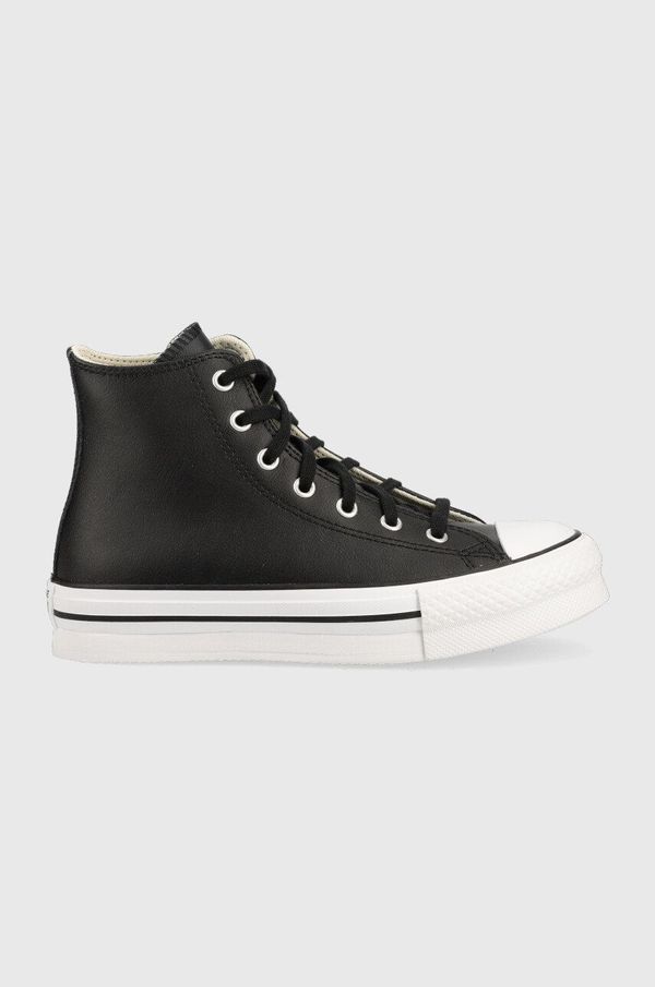 Converse Converse usnjene superge Chuck Taylor All Star EVA Lift črna barva