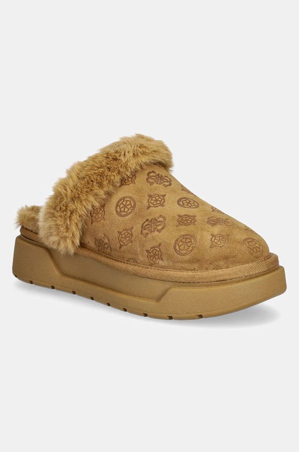 Guess Copati iz semiša Guess UNIKA3 rjava barva, FLFUK3 FAL06