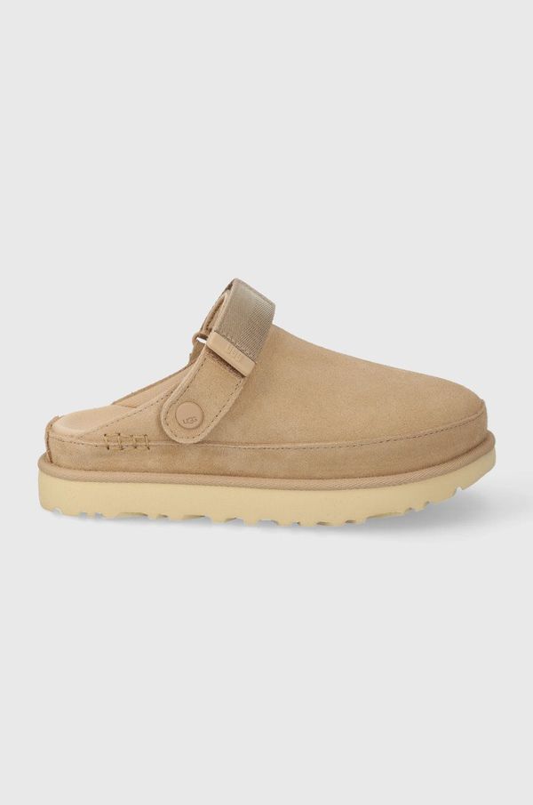 Ugg Copati iz semiša UGG Goldenstar Clog bež barva, 1138252