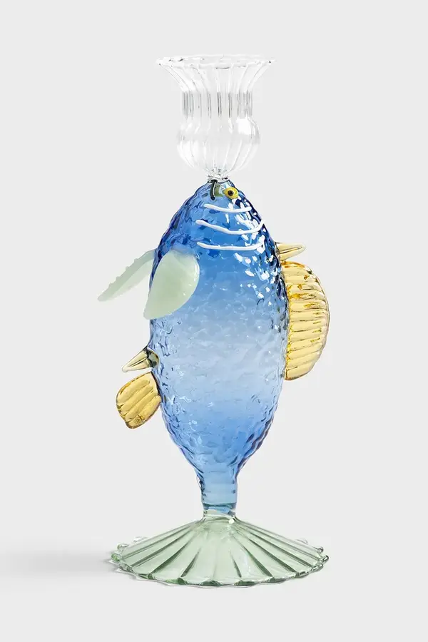 &k amsterdam Dekorativen svečnik &k amsterdam fish blue