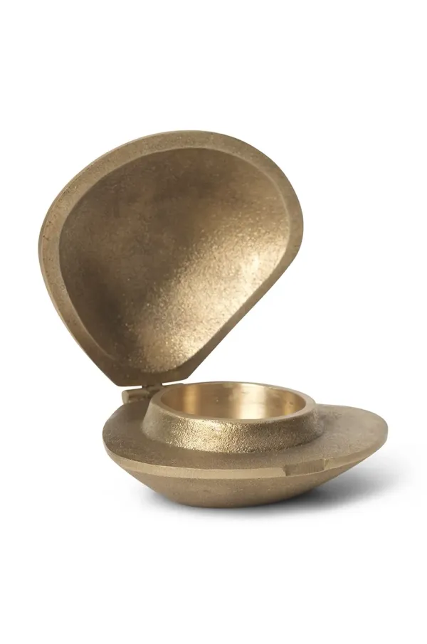 ferm LIVING Dekorativen svečnik ferm LIVING Clam bež barva