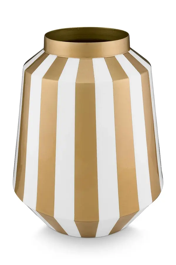 Pip Studio Dekorativna vaza Pip Studio Stripes White-Gold