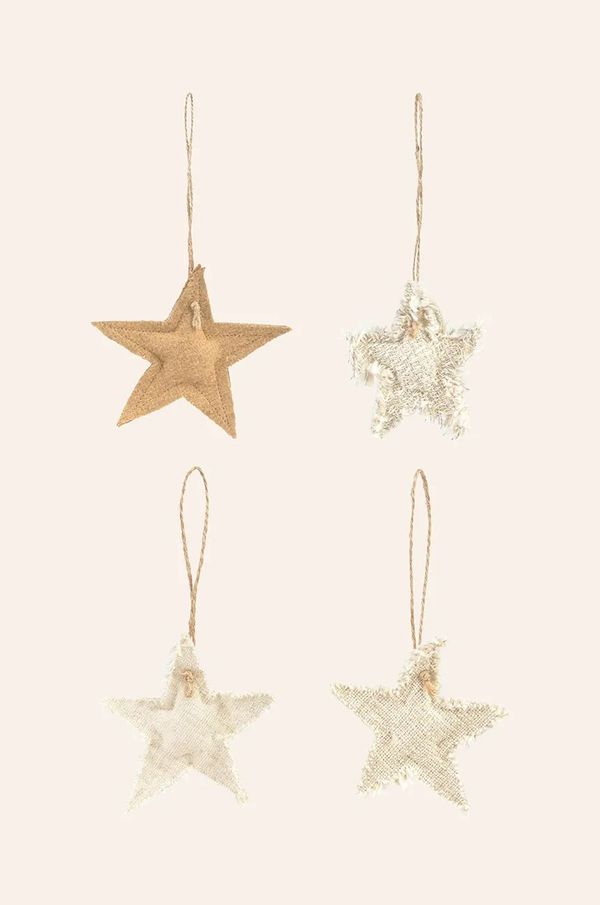 Calma House Dekorativni obesek Calma House Star Christmas 4-pack bež barva