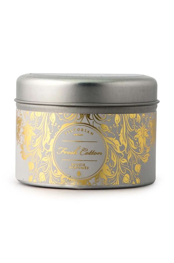 Victorian Dišeča sojina sveča Victorian Sense Tinbox Fresh Cotton
