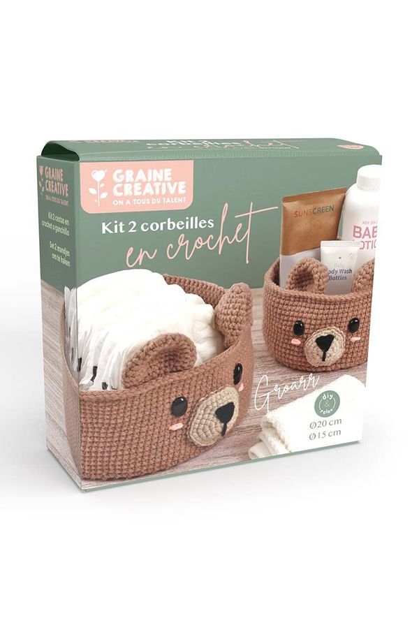 Graine Creative Diy set - kvačkana košara Graine Creative Bear Motif 2-pack