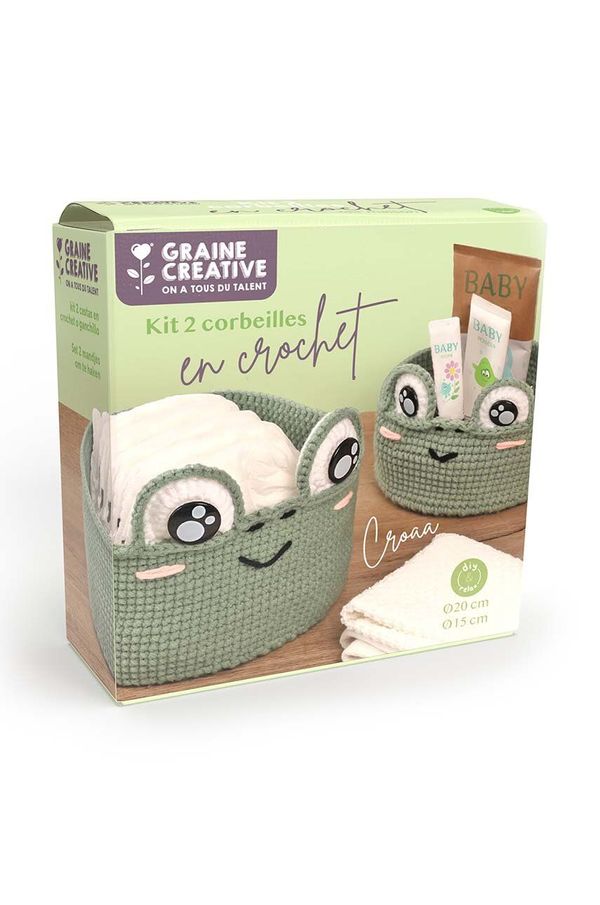 Graine Creative Diy set - kvačkana košara Graine Creative Grenouille 2-pack