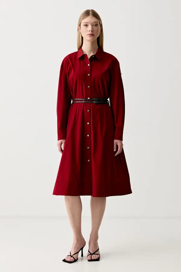DKNY DKNY obleka A-kroja bombaž z elastanom