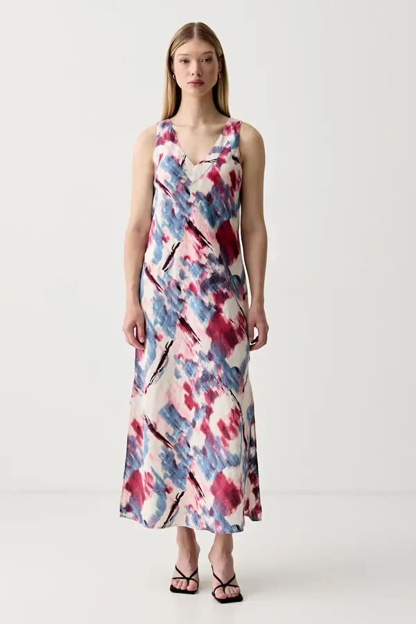 DKNY DKNY poletna obleka lanena