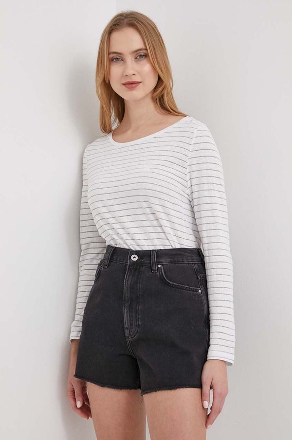 Pepe Jeans Dolgi rokavi s primesjo lanu Pepe Jeans bela barva