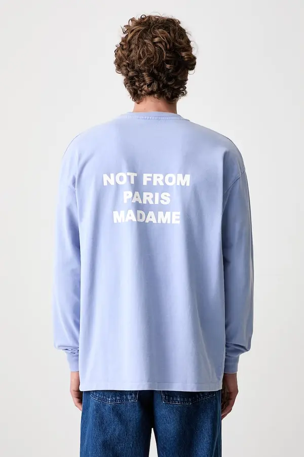 Drôle de Monsieur Drôle de Monsieur majica z dolgimi rokavi moška bombažna Slogan