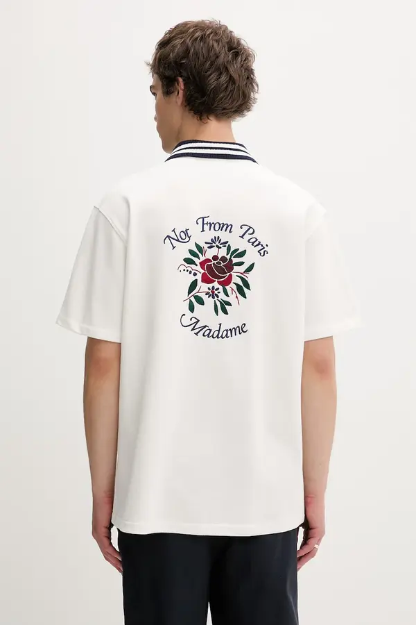 Drôle de Monsieur Drôle de Monsieur moška bombažna srajca Chemise Piquée Slogan Rose
