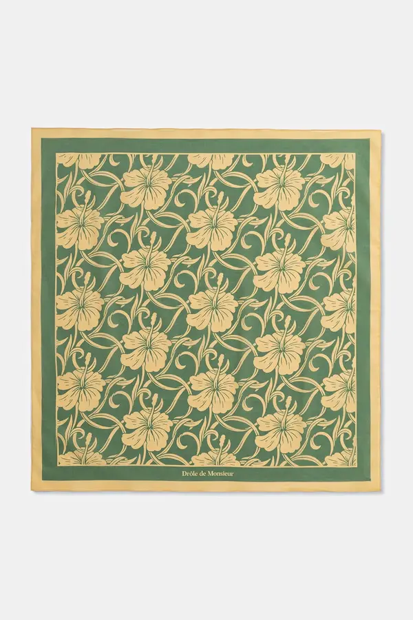 Drôle de Monsieur Drôle de Monsieur svilena ruta moška bombažna Monogramme Hibiscus