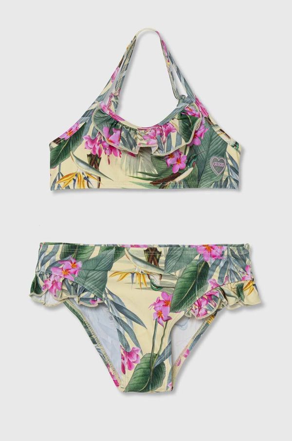 Guess Dvodelne otroške kopalke Guess zelena barva