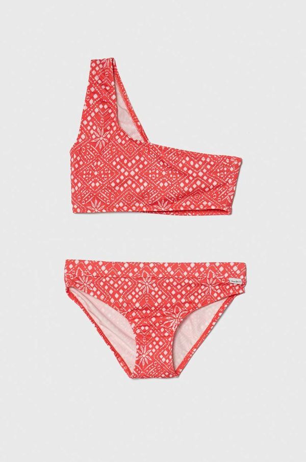 Pepe Jeans Dvodelne otroške kopalke Pepe Jeans BANDANA ASY BIKINI SET rdeča barva