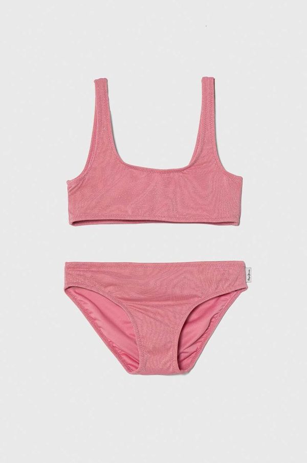 Pepe Jeans Dvodelne otroške kopalke Pepe Jeans LUREX SC BIKINI SET roza barva