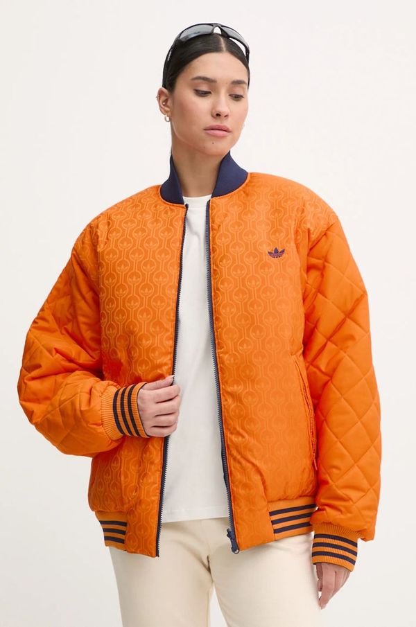 adidas Originals Dvostranska bomber jakna adidas Originals 70s Reversible Oversized Bomber Jacket ženska, oranžna barva, JN7657