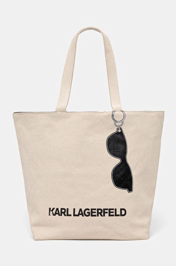 Karl Lagerfeld Dvostranska torba Karl Lagerfeld bež barva, A1W50020