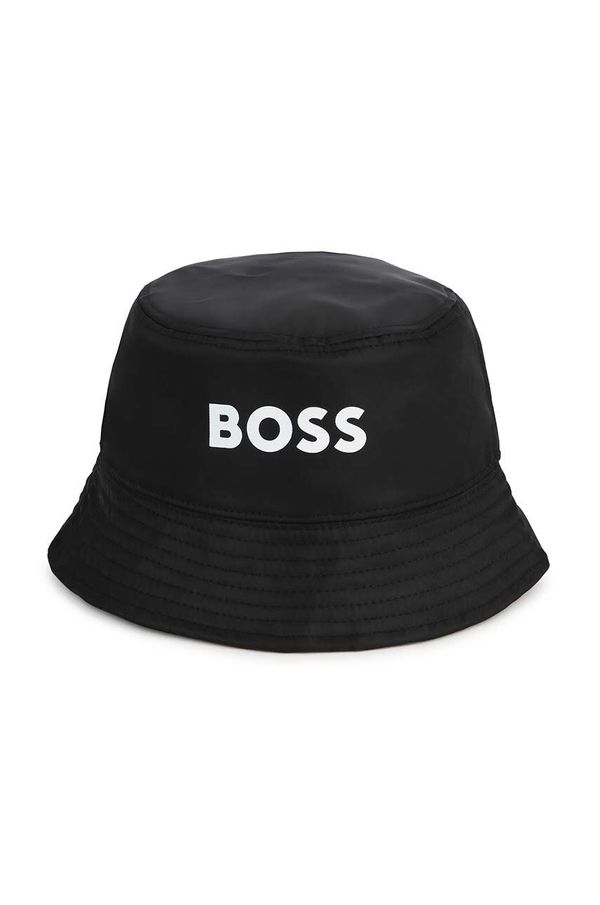 Boss Dvostranski otroški klobuk BOSS črna barva