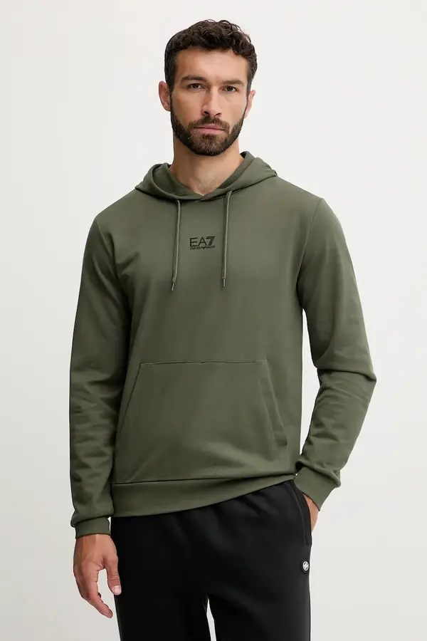 EA7 Emporio Armani EA7 Emporio Armani pulover s kapuco moški bombaž z elastanom