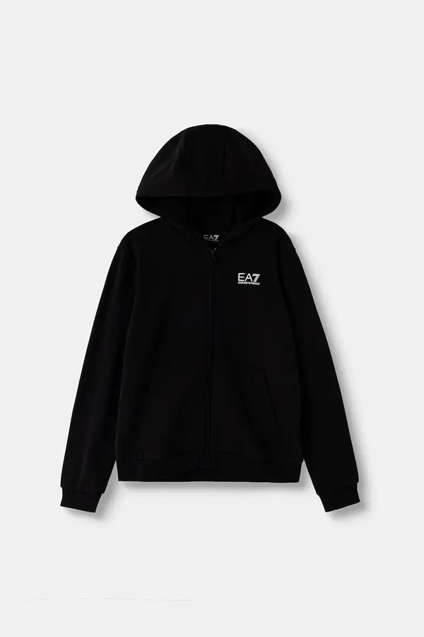EA7 Emporio Armani EA7 Emporio Armani pulover s kapuco otroški z bombažem