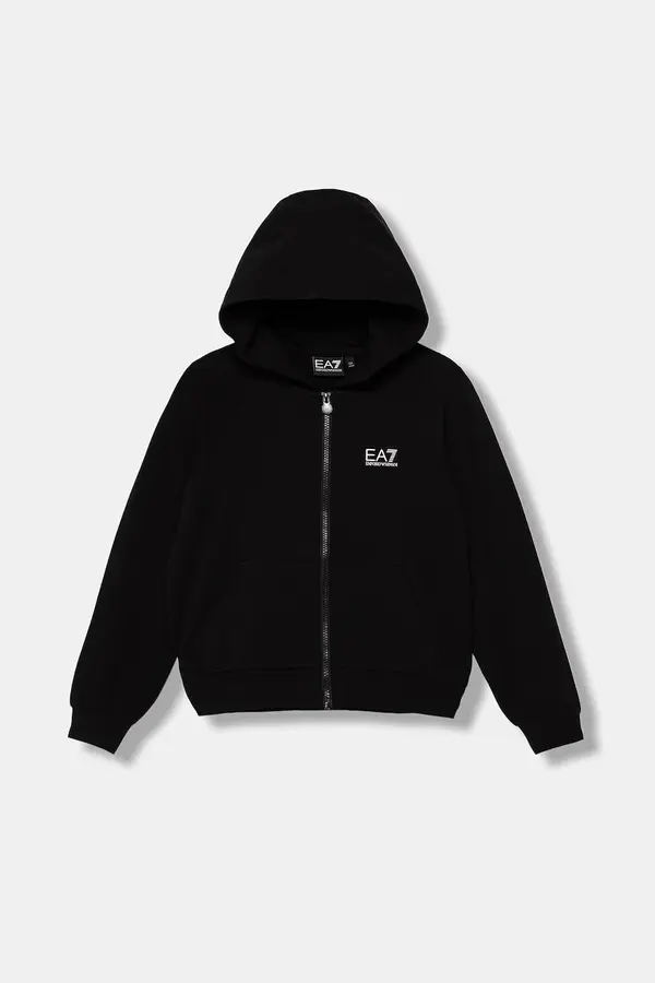 EA7 Emporio Armani EA7 Emporio Armani pulover s kapuco otroški z bombažem