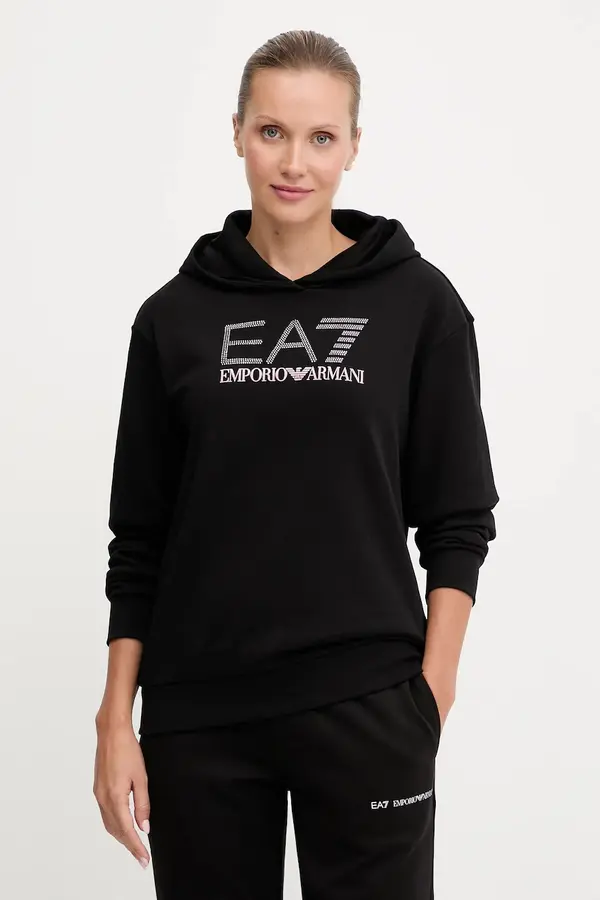 EA7 Emporio Armani EA7 Emporio Armani pulover s kapuco ženski z bombažem